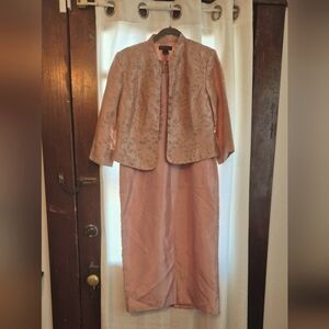 Jessica Howard Pink Floral Wedding Dress Mother Non-Traditional Bride 12P Beaded